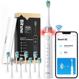 Электрическая зубная щетка Bitvae S2 Toothbrush (S2 White) (чехол 8 насадок) с поддержкой прилоложения для смартфонов (S2) GLOBAL, белая