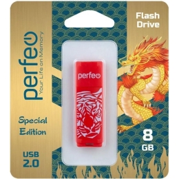 Флешка Perfeo USB 8GB C04 красная Tiger