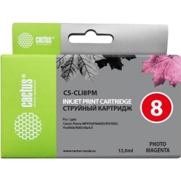 Картридж струйный Cactus CS-CLI8PM пурпурный для Canon MP970 iP6600D iP6700D Pro9000 (12ml)