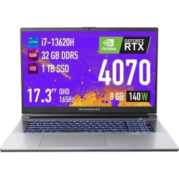 Ноутбук Machenike L17 Stellar M (JJ00G200GRU) 17.3'' WQHD (2560x1440)/i7-13620H/32GB/1TB SSD/RTX4070 8GB/WiFi/BT/1.0MP/4cell/2,8 kg/noOS/1Y/Geey