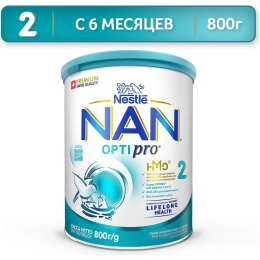 Детская смесь молочная сухая Nestle NAN 2 OptiPro с олигосахаридом 2'FL от 6 месяцев 800 г (7613032477530)