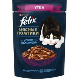 Влажный корм для взрослых кошек Felix Мясные ломтики с уткой в соусе, 75 г