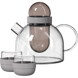 Заварочный чайник и две чашки KissKissFish BoogieWoogie Teapot with cups (серый)