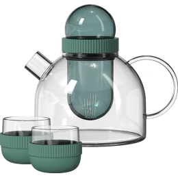 Заварочный чайник и две чашки KissKissFish BoogieWoogie Teapot with cups (зелёный)