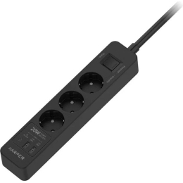 Сетевой фильтр с USB зарядкой HARPER UCH-440 Black PD3.0