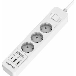 Сетевой фильтр с USB зарядкой HARPER UCH-430 White