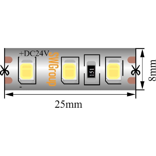 Светодиодная лента SWG SWG2120-12-9.6-NW-66-M 12В 9,6Вт/м 4000-4500K 5м IP66 021279