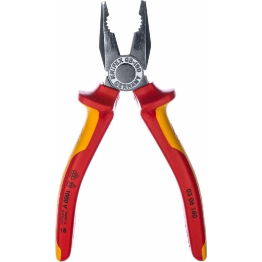 Пассатижи KNIPEX KN-0306180 1000V 180мм электротехнический. сталь инструментальная, закаленная