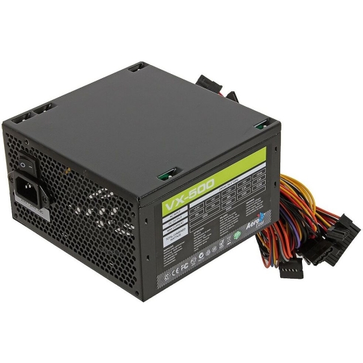 Блок питания Aerocool VX Plus 500, 500W,ATX v2.3 Haswell, fan 12cm, 500mm cable, power cord, 20+4P, 4+4P, PCIe 6+2P x1, PATA x3, Sata x3, FDD