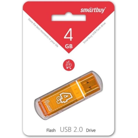 Флэш накопитель USB 4 Гб Smart Buy Glossy (orange)