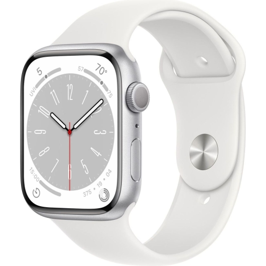 Часы Apple Watch S8 45mm ML Silver Aluminium Case/White Sport Band MP6Q3LL/A A2771 194253250784