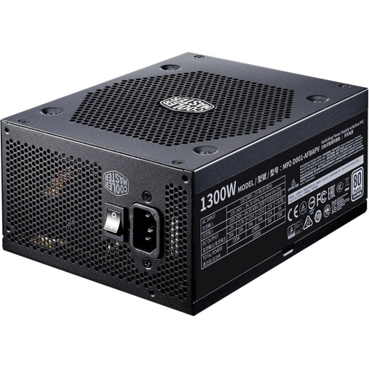 Блок питания Cooler Master V1300 (MPZ-D001-AFBAPV-EU) ATX 1300W 80+ platinum (24+8+4+4pin) APFC 140mm fan 16xSATA Cab Manag RTL