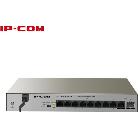 Коммутатор IP-COM (G1110PF-8-102W) неуправляемый Ethernet 9GE+1SFP с 8 портами PoE