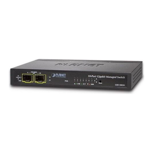 Коммутатор Planet GSD-1002M IPv4/IPv6 Managed 8-Port 10/100/1000Mbps + 2-Port 100/1000X SFP управляемый