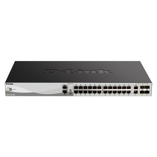 Коммутатор D-Link Proj DGS-3130-30TS/B1A с 24 портами 10/100/1000Base-T, 2 портами 10GBase-T и 4 портами 10GBase-X SFP+