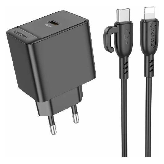 СЗУ 1Type-C 3.0A PD 30W быстрая зарядка для Lightning 8-pin Type-C Borofone BAS15A 1м (Black)