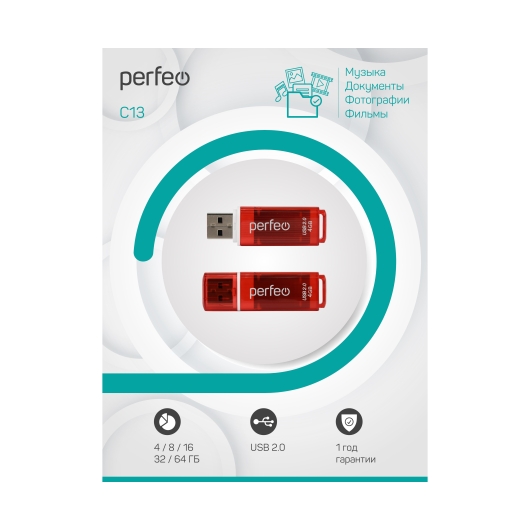 Флешка Perfeo USB 4GB C13 красная