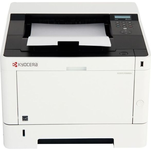 Принтер Kyocera Ecosys P2040dw, лазерный A4, 40 стр/мин, 1200x1200 dpi, 256 Мб, дуплекс, подача: 350 лист., вывод: 250 лист., Post Script, Ethernet, USB, Wi-Fi, картридер, ЖК-панель (Старт.к-ж 3600 стр)