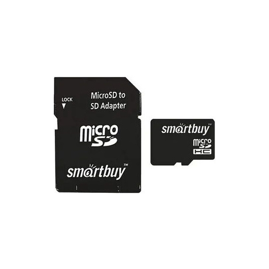 Карта памяти Smartbuy micro SD 16 Gb(Class 10) SDHC,с адаптером,LE