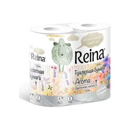 Туалетная бумага Reina Aroma с ароматом Цветочная свежесть, 2 слоя 4 шт