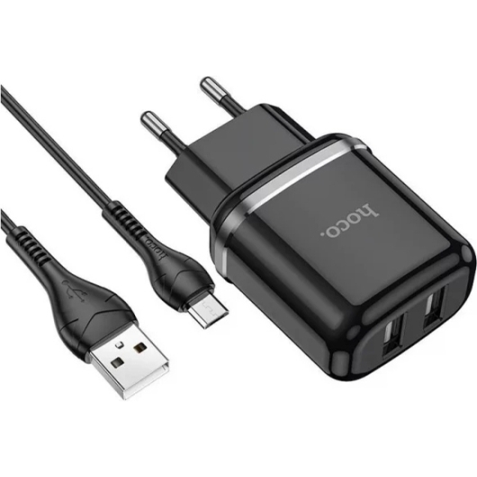 СЗУ 2USB 2.4A для micro USB Hoco N4 1м (Black)