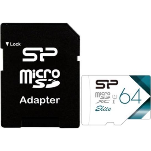 Карта памяти Silicon Power microSDXC 64Gb Class10 SP064GBSTXBV1V20SP Elite + adapter