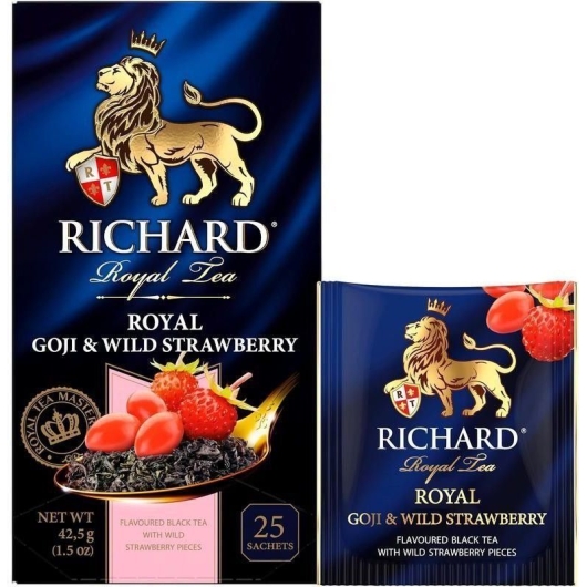 Чай черный Richard "Royal Goji & Wild Strawberry", ароматизированный, 25 сашет