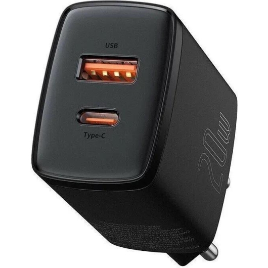 Сетевая зарядка BASEUS Mini Charger Dual USB PD 20W Black (CCCP20UE)